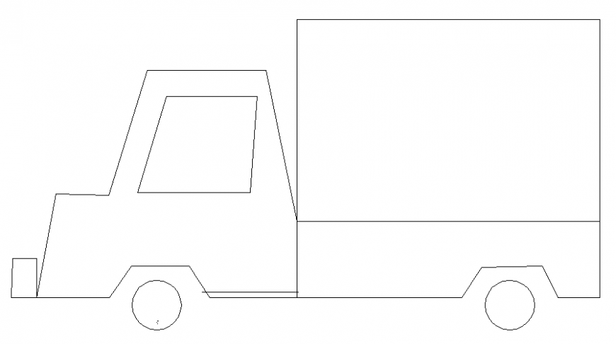 Mini transportation truck side elevation cad block details dwg file