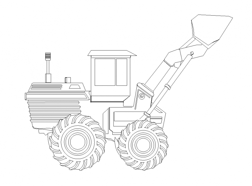 Mining truck vehicle side elevation cad block details dwg file