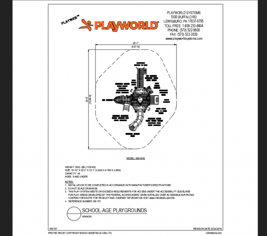Minnow model structure detail of school playground park dwg file