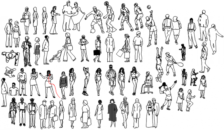 Miscellaneous 2d people act elevation blocks cad drawing details dwg file