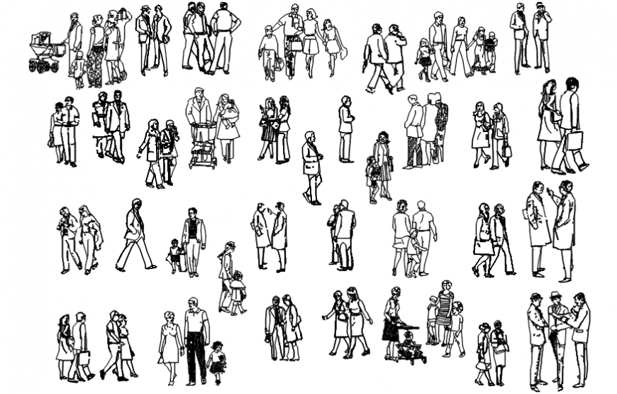 Miscellaneous 2d people elevation blocks drawing details dwg file