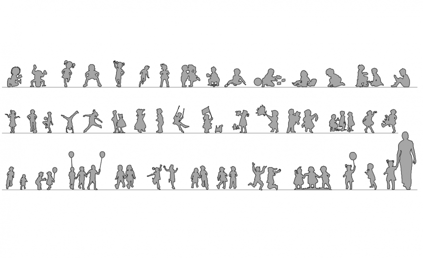 Miscellaneous 3d cad blocks of playing children with ball cad drawing details dwg file