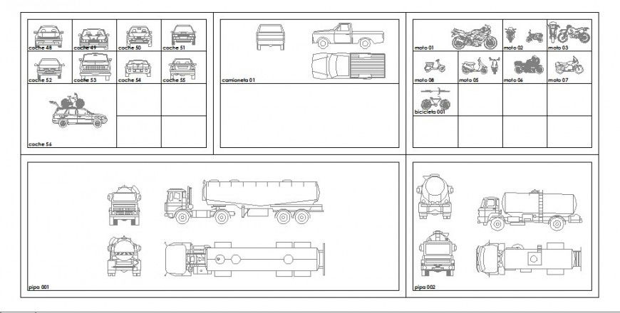 Miscellaneous all type vehicle blocks cad drawing details dwg file