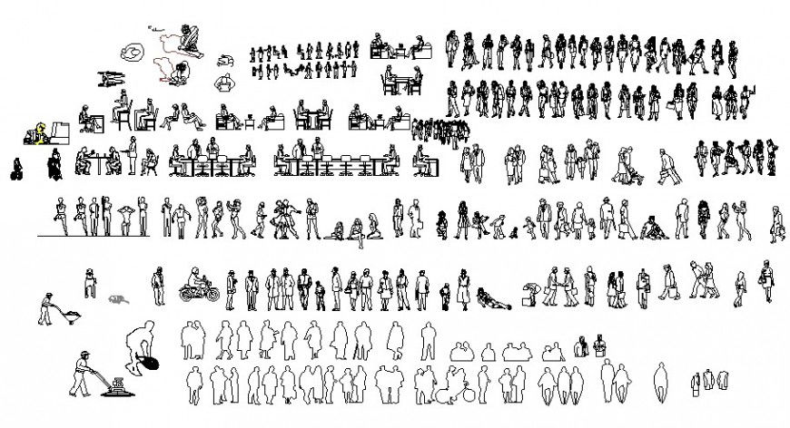 Miscellaneous all types and common people elevation blocks cad drawing details dwg file