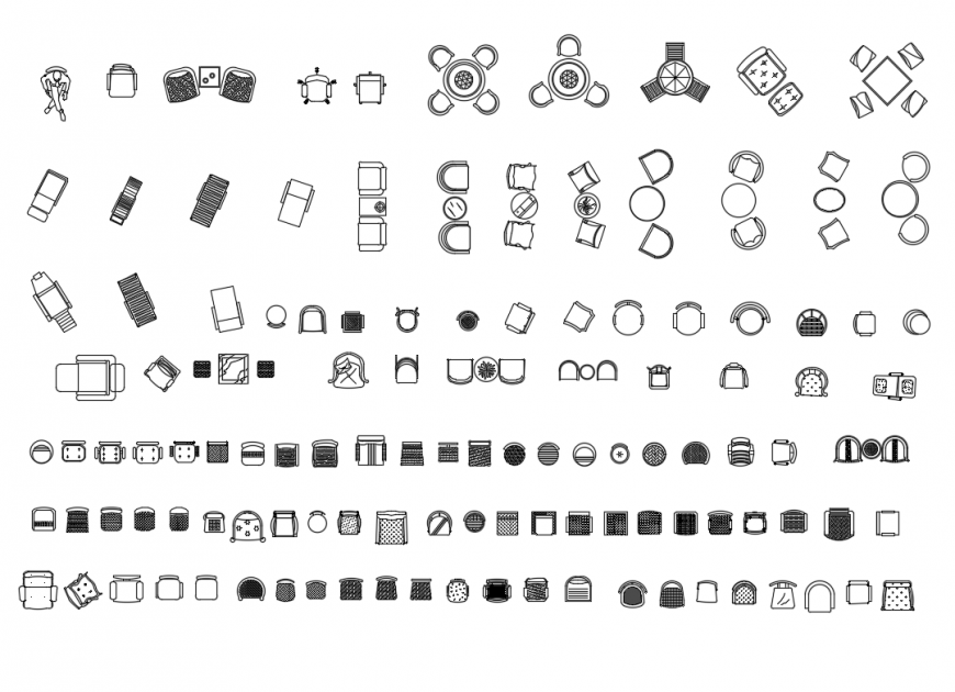 Multiple Arm Chairs DWG Blocks for Interior Furniture Layouts in CAD File