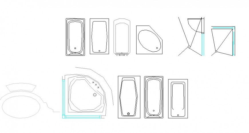 Miscellaneous bath tub elevation blocks cad drawing details dwg file