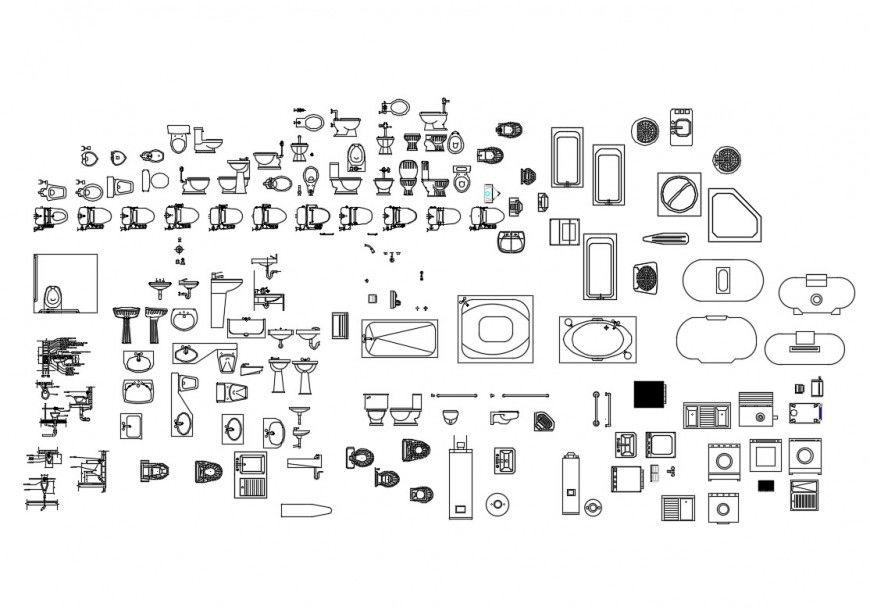 Miscellaneous bathroom and toilet blocks cad drawing details dwg file
