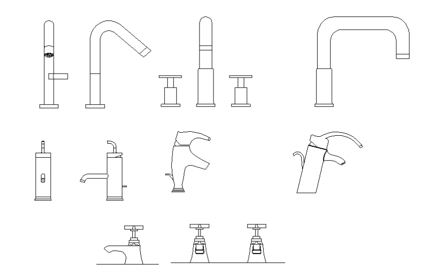 Miscellaneous bathroom tap blocks cad drawing details dwg file