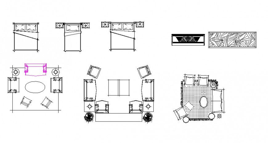 Miscellaneous beds, sofa sets and hotel furniture blocks cad drawing details dwg file