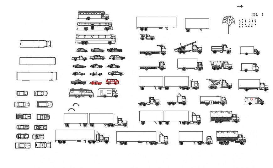 Miscellaneous car, trucks and vehicle blocks cad drawing details dwg file