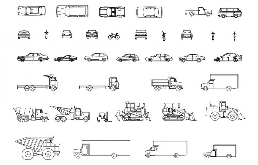 Miscellaneous car and vehicle blocks drawing details dwg file