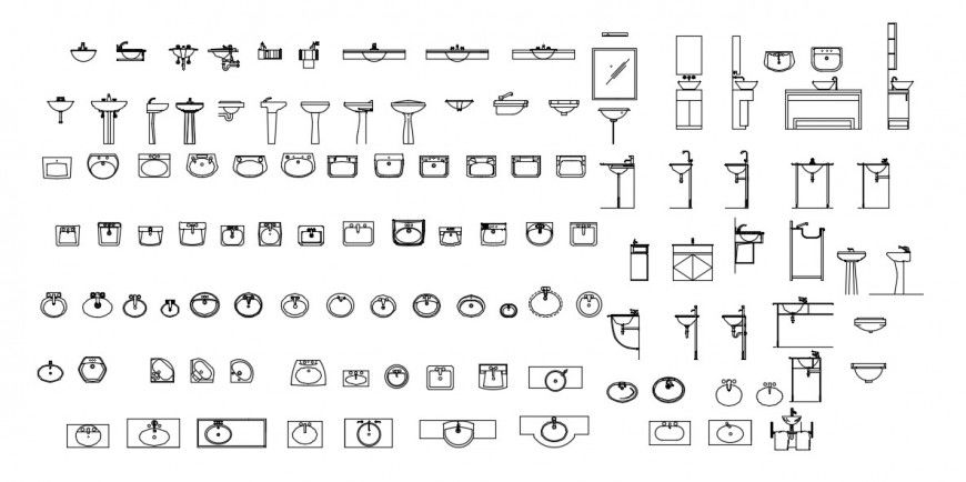 Miscellaneous ceramic basin elevation blocks drawing details dwg file