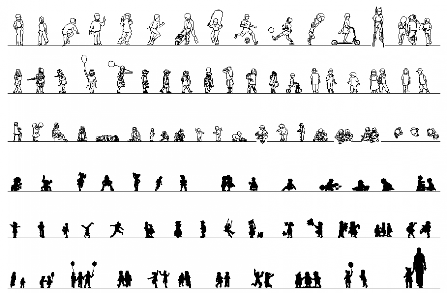 Miscellaneous children play act blocks cad drawing details dwg file