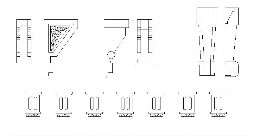 Miscellaneous column elevation blocks cad drawing details dwg file