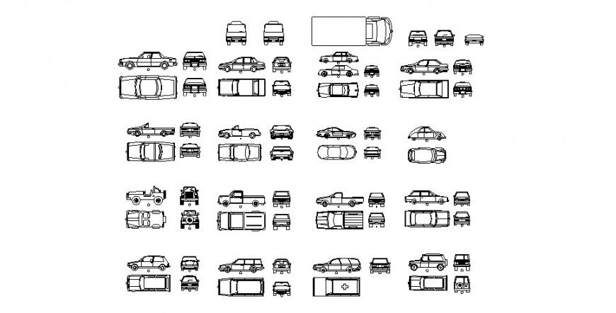 Miscellaneous common car and vehicle blocks cad drawing details dwg file