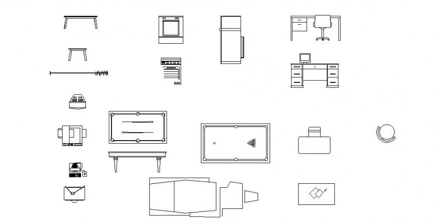 Miscellaneous common hotel furniture blocks drawing details dwg file