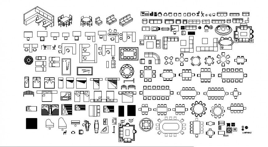 Miscellaneous common hotel furniture elevation blocks cad drawing details dwg file
