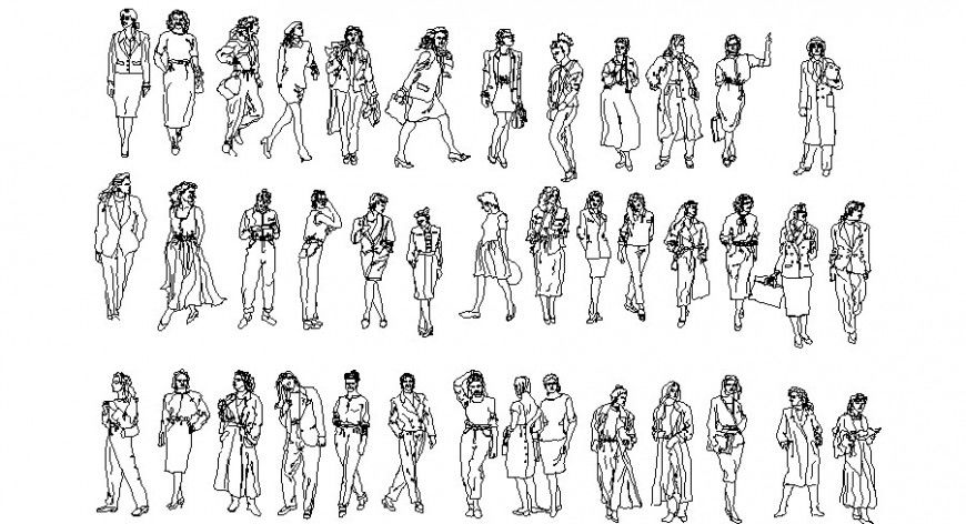 Miscellaneous common people act blocks cad drawing details dwg file