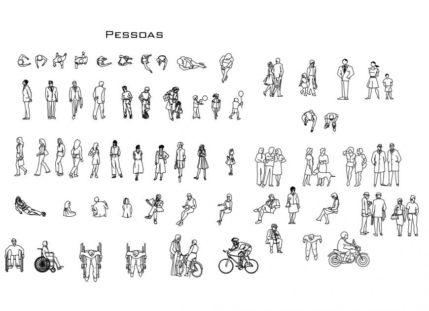 Miscellaneous common people blocks cad drawing details dwg file