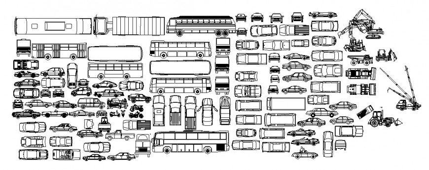 Miscellaneous creative cars and vehicle blocks cad drawing details dwg file