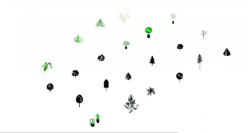 Miscellaneous cute 3d tree and plant blocks drawing details dwg file