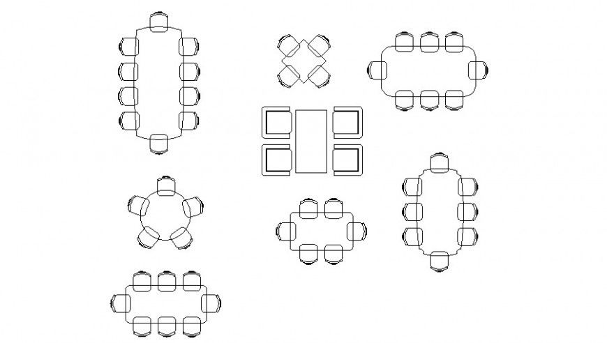 Miscellaneous dining table 2d elevation blocks cad drawing details dwg file