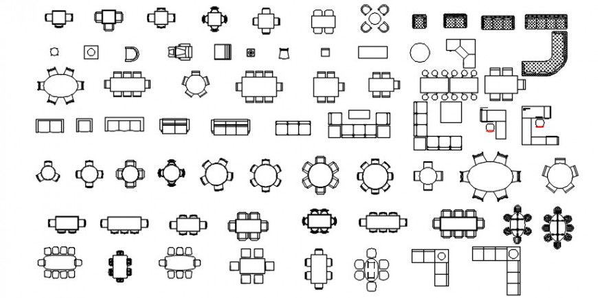 Miscellaneous dining table elevation 2d blocks cad drawing details dwg file