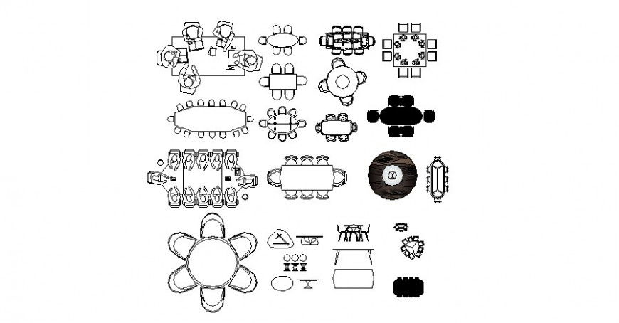 Miscellaneous dining tables, conference table and furniture blocks cad drawing details dwg file