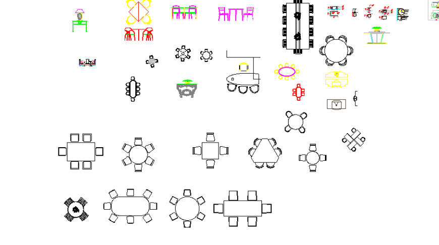 Miscellaneous dinning tables blocks cad drawing details dwg file
