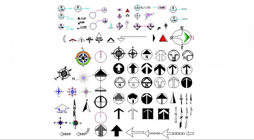 Miscellaneous Direction and Traffic Symbol Blocks CAD Drawing DWG