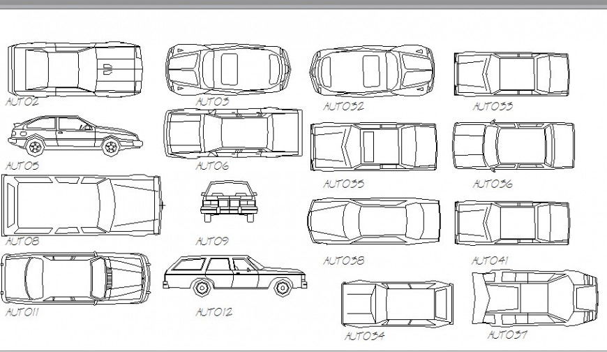 Miscellaneous family car elevations block cad drawing details dwg file