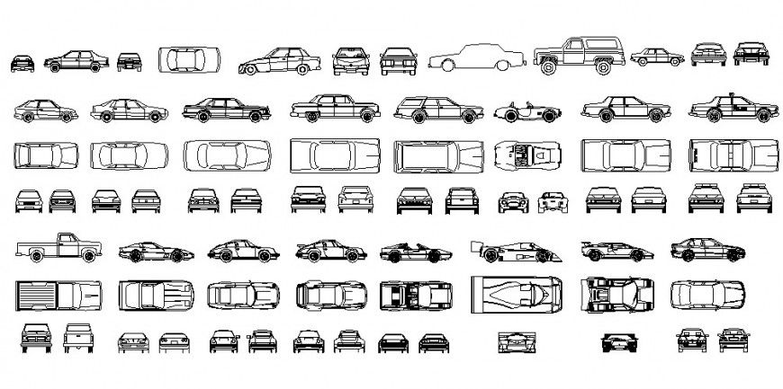 Miscellaneous family cars and luxuries car blocks dwg file
