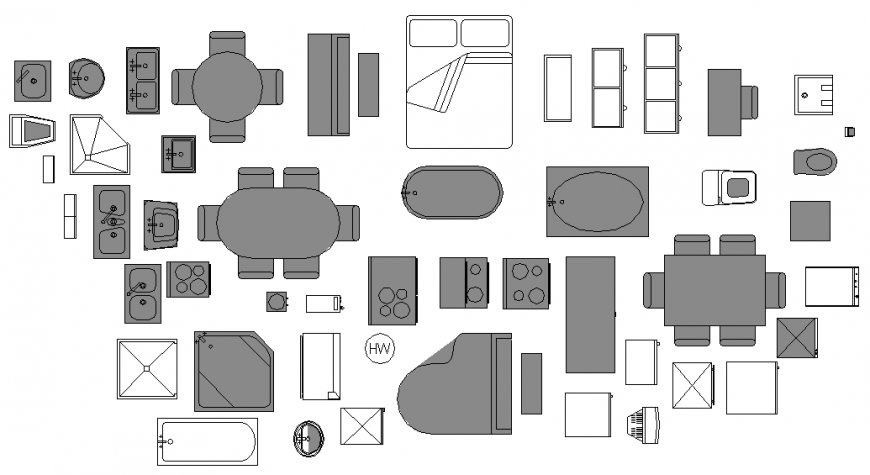 Miscellaneous furniture, sanitary equipment and electrical appliances 3d block cad drawing details dwg file