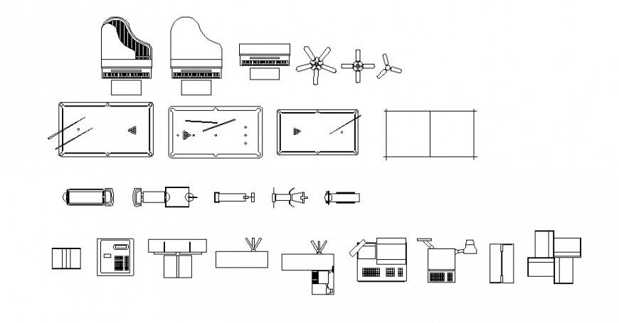 Miscellaneous furniture and household equipment blocks details dwg file