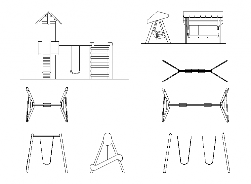 Miscellaneous garden equipment furniture blocks cad drawing details dwg file