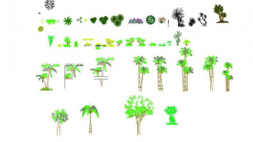 Miscellaneous garden tree and plants blocks cad drawing details dwg file