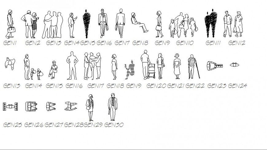Miscellaneous general people blocks cad drawing details dwg file