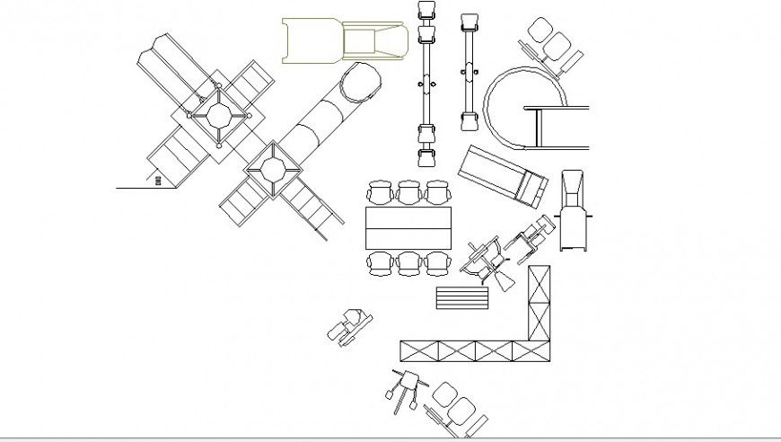 Miscellaneous gym equipment and furniture blocks dwg file