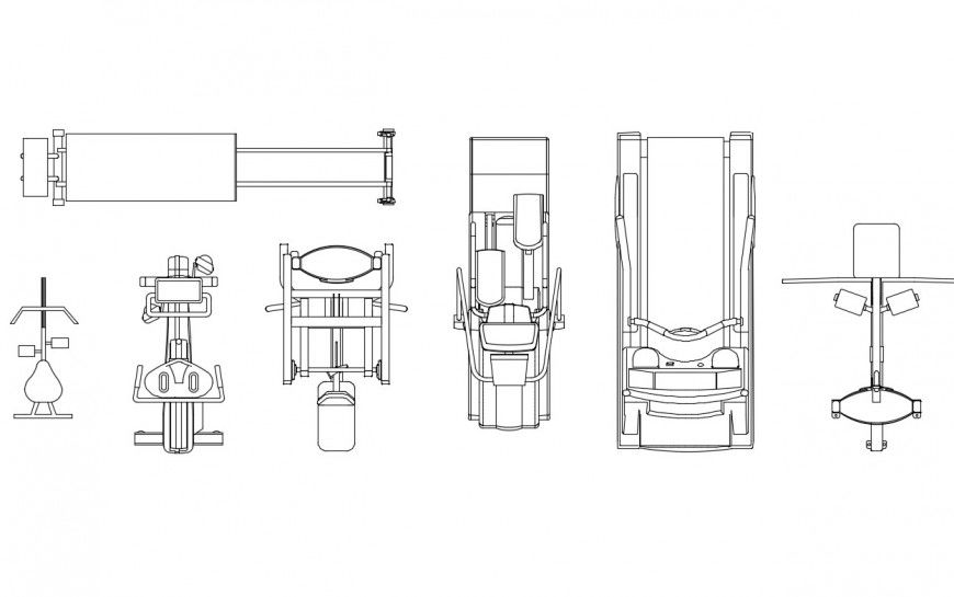 Miscellaneous gym equipment elevation blocks cad drawing details dwg file