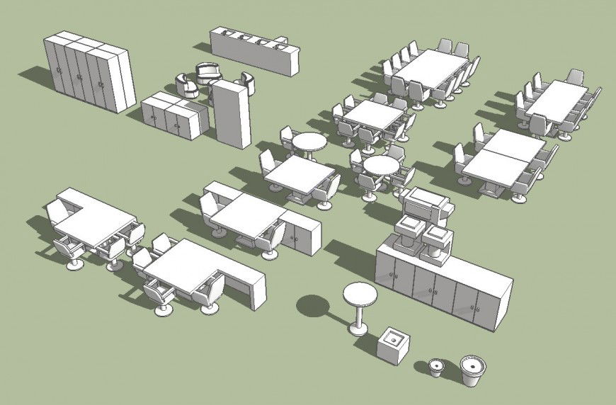 Miscellaneous hotel furniture blocks 3d drawing details skp file