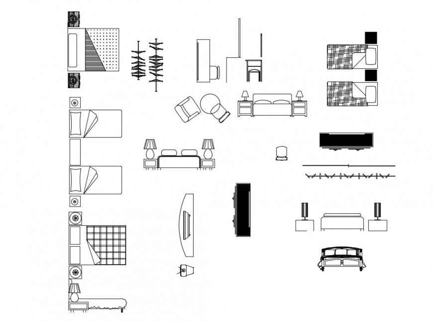 Miscellaneous hotel furniture blocks cad drawing details dwg file