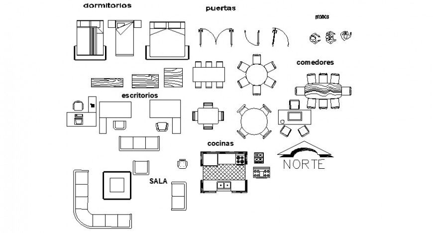 Miscellaneous hotel furniture elevation blocks details dwg file