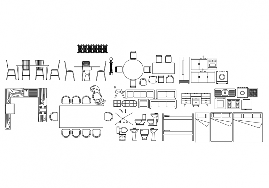 Miscellaneous house furniture blocks cad drawing details dwg file