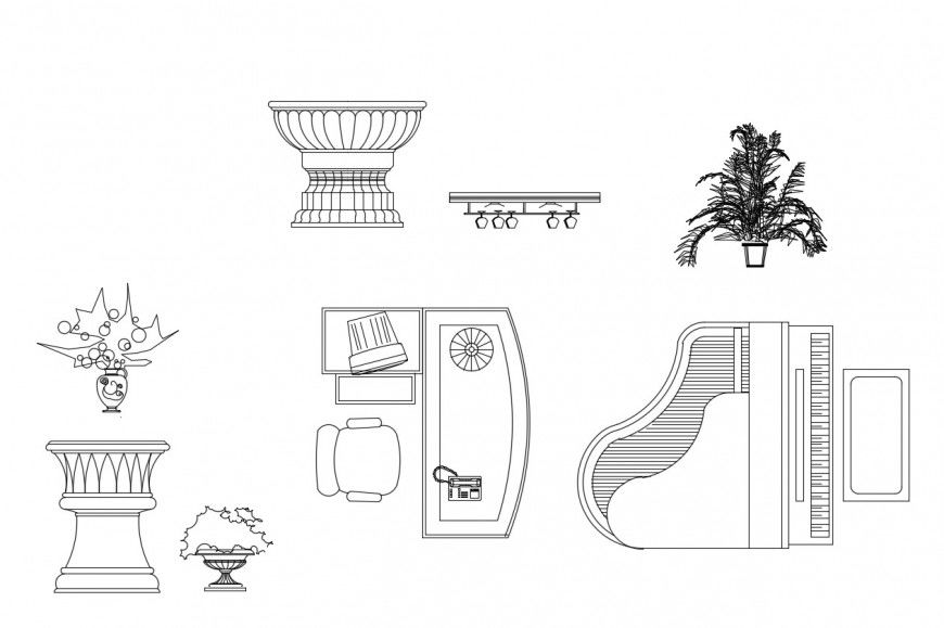 Miscellaneous household and furniture blocks drawing details dwg file