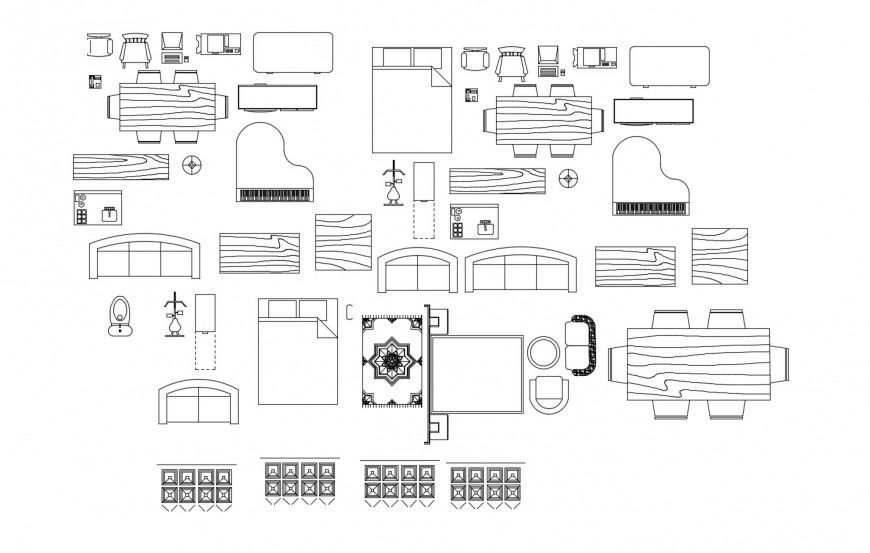 Miscellaneous household furniture 2d blocks cad drawing details dwg file