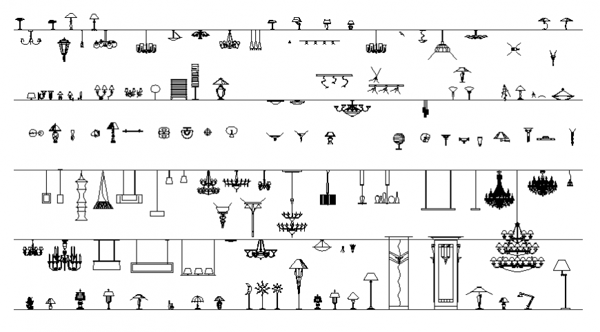 Miscellaneous household lamps blocks cad drawing details dwg file