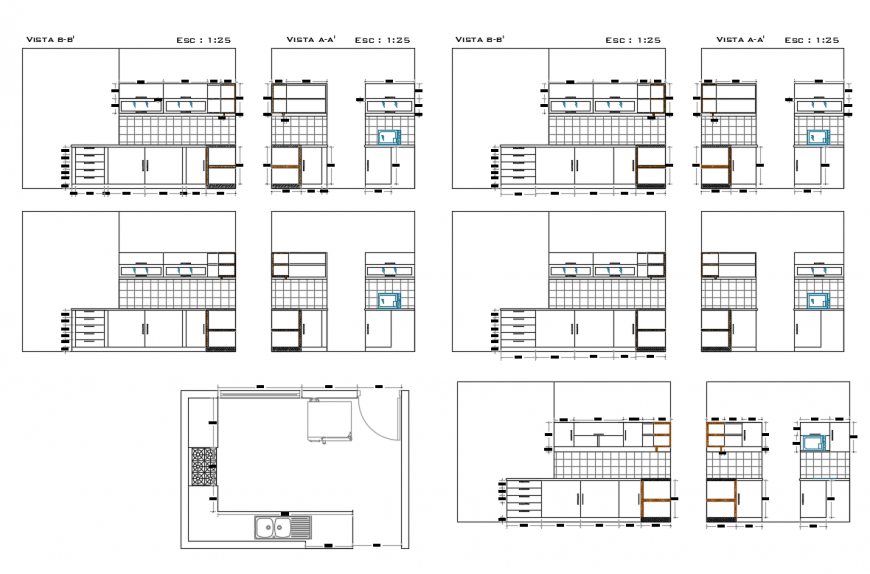 Miscellaneous kitchen furniture blocks cad drawing details dwg file