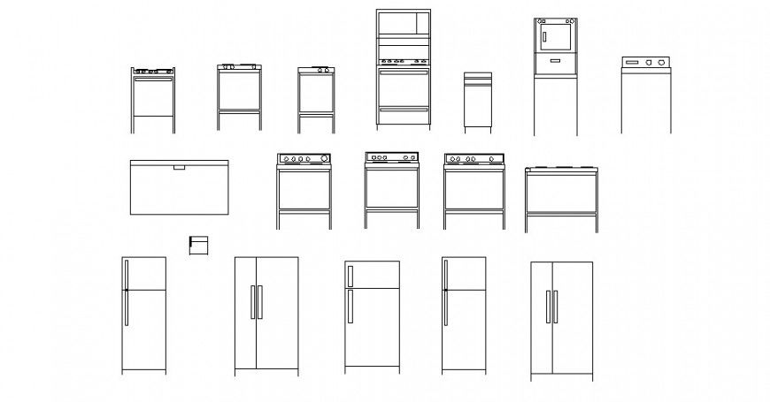 Miscellaneous kitchen furniture blocks details dwg file