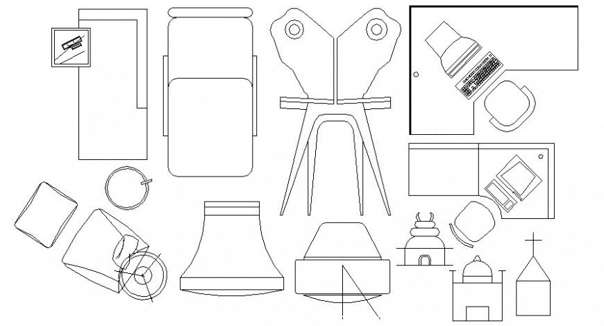 Miscellaneous office furniture 2d blocks drawing details dwg file