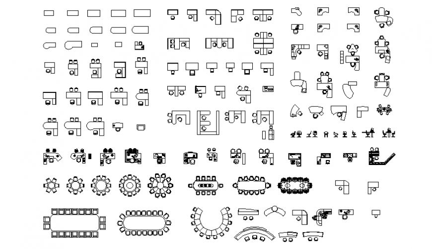 Miscellaneous office furniture blocks cad drawing details dwg file